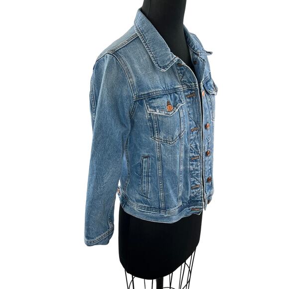 J. CREW Light Patriot Wash Blue Cotton Button Up Classic Denim Jean Jacket Sz S - Picture 6 of 11